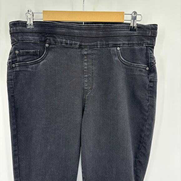 d. Jeans Womens Jeans Size 14W  Black Skinny Pull-On Grunge 90s Rocker Andro - Picture 3 of 12